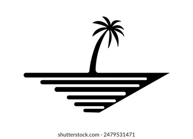 Dibujo de Vector de silueta de árbol de palma de fondo blanco de Arte vectorial aislado