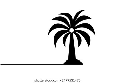 Dibujo de Vector de silueta de árbol de palma de fondo blanco de Arte vectorial aislado