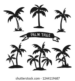 Palm tree silhouette vector icon. Coconut  icon on white background isolated.