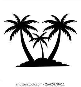 Icono de Vector de silueta de palmera sobre fondo blanco