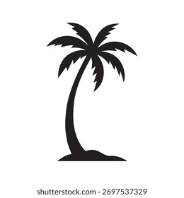 Icono de Vector de silueta de palmera. Símbolo de vacaciones tropicales de verano. Aislado sobre fondo blanco.
