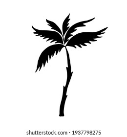 Palm tree silhouette. Vector illustration. Tropical plant.