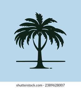 palm tree silhouette vector Illustration isolated on background
