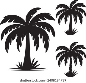 Palm tree silhouette vector illustration on a white background