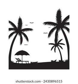 palm tree silhouette. palm tree vector illustration. summer art work.