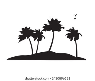 palm tree silhouette. palm tree vector illustration. summer art work.