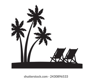 palm tree silhouette. palm tree vector illustration. summer art work.