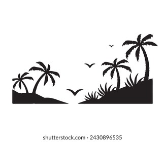palm tree silhouette. palm tree vector illustration. summer art work.