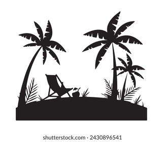 silueta de palmera. ilustración vectorial de palmera. obra de arte de verano.