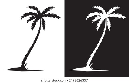 Ilustración vectorial de silueta de palmera. aislado sobre fondo blanco y negro. EPS 10