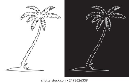 Palm tree silhouette vector illustration. isolated on white and black background. EPS 10