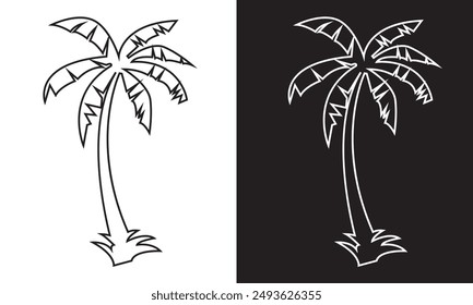 Palm tree silhouette vector illustration. isolated on white and black background. EPS 10