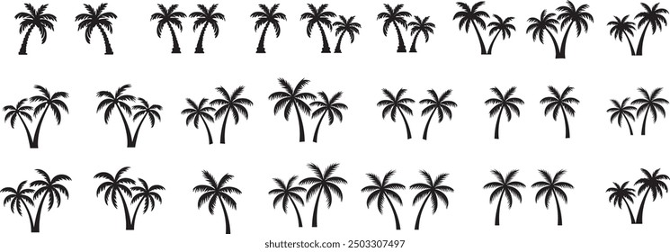 Palm tree silhouette vector illustration. black Palm tree icon vector art.