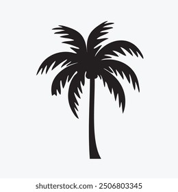 Palm tree silhouette vector illustration. black Palm tree icon vector art.