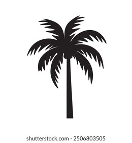 Palm tree silhouette vector illustration. black Palm tree icon vector art.