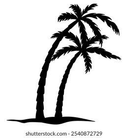 Palm tree silhouette vector, palm tree vector illustration, coconut tree icon vector illustration. on a white background