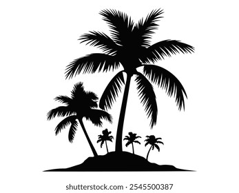 palm tree silhouette vector illustration isolated on white background