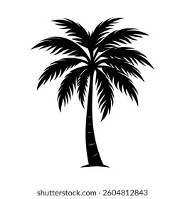 palm tree silhouette vector illustration on white background, palm tree silhouette.