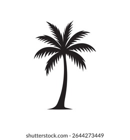 Palm tree silhouette vector illustration on white background