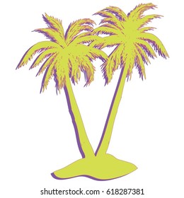 palm tree silhouette - vector, illustration