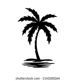 Palm tree silhouette vector image.