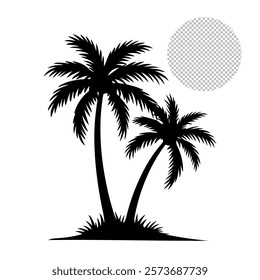 Palm tree silhouette vector image, and white background, vector eps file.