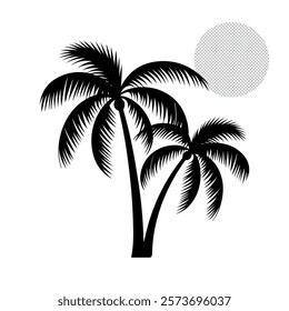 Palm tree silhouette vector image, and white background, vector eps file.