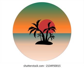 Vector De Silhouette De Palmeras En La Playa