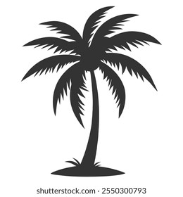 palm tree silhouette vector on white background