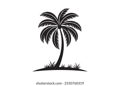 palm tree silhouette vector on white background