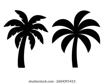 palm tree silhouette vector on white background