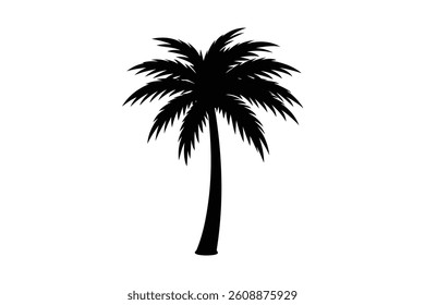 Palm tree silhouette vector on white background