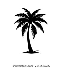 Palm Tree Silhouette Vector on White Background