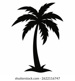 Vector de la silueta de la palmera en un fondo blanco