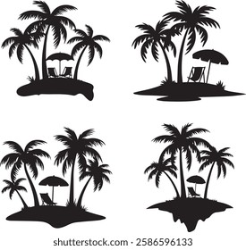 Palm Tree Silhouette Vector Set with Tropical and Beachy Vibes