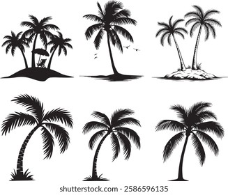 Palm Tree Silhouette Vector Set with Tropical and Beachy Vibes