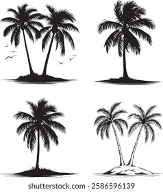 Palm Tree Silhouette Vector Set with Tropical and Beachy Vibes