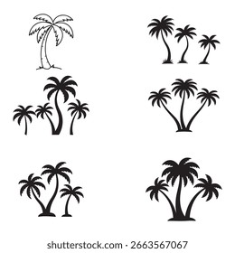 Conjunto de Vector de silueta de palmera