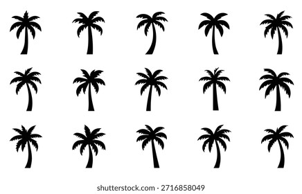 Conjunto de Vector de silueta de palmera - Colección de iconos de coco tropical