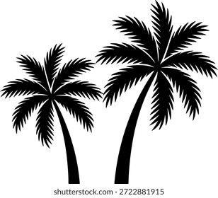 Palm Tree Silhouette Vector Set Tropical Nature Illustration EPS