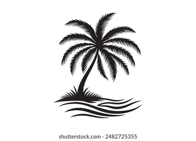 Palm tree silhouette vector style features sleek and minimalist outlines of palm trees, created using vector graphics for precise scalability and clarity. These illustrations capture the iconic shap