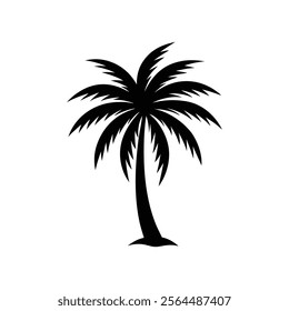 A palm tree silhouette vector Style with white background