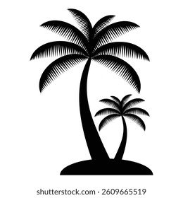 Palm Tree Silhouette Vector – Tropical Island Coconut Trees Illustration for Beach and Summer Design