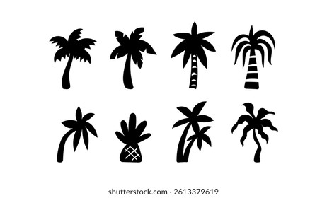 Palm Tree Silhouette Vector Tropical Beach and Nature Illustration