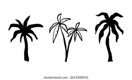 Palm Tree Silhouette Vector Tropical Beach and Nature Illustration