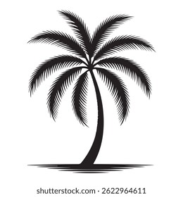 Vector de la silueta de la palmera, Clipart tropical, palmera negra en el icono de la playa e ilustración