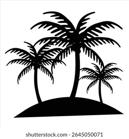Palm Tree Silhouette Vector – Tropical Island Hill Landscape Illustration