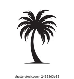 palm tree Silhouette Vector with White Background