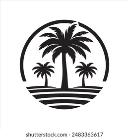 palm tree Silhouette Vector with White Background