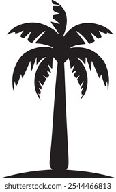 Palm tree silhouette vector with white backdround.